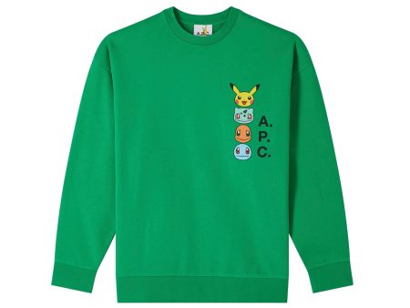 A.P.C. x Pokemon The Portrait H Sweatshirt in Green on Sale