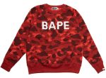 A Bathing Ape Color Camo Crystal Stone Crewneck in Red Sale