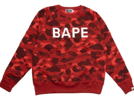 A Bathing Ape Color Camo Crystal Stone Crewneck in Red Sale