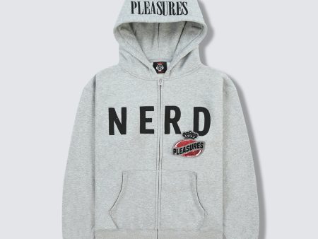 Pleasures NERD Zip Up Hoodie in Heather Grey Online now