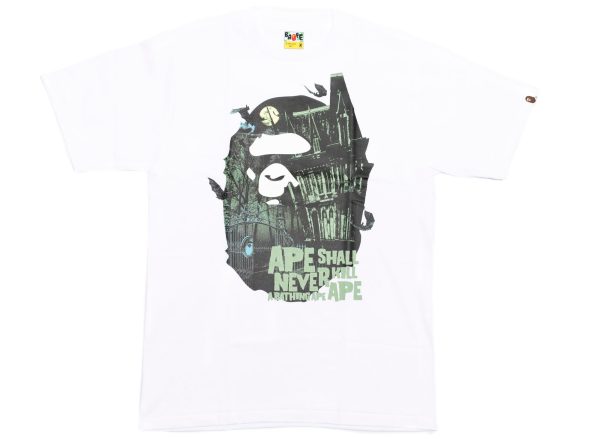 A Bathing Ape Halloween Bape Mansion Ape Head Tee in White Online now