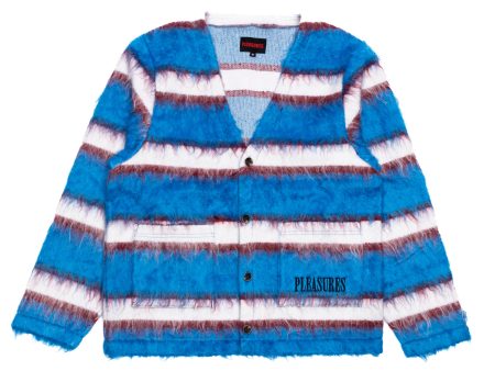 Pleasures Stack Cardigan in Blue Hot on Sale