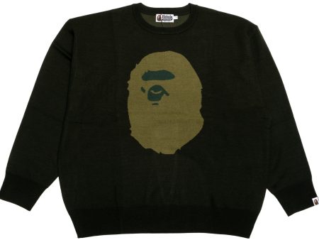 A Bathing Ape Ape Head Jacquard Knit Sweater in Green Fashion