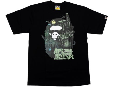 A Bathing Ape Halloween Bape Mansion Ape Head Tee in Black on Sale