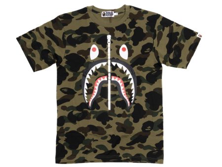 A Bathing Ape Bape Zipper S S Tee in Green Camo For Cheap