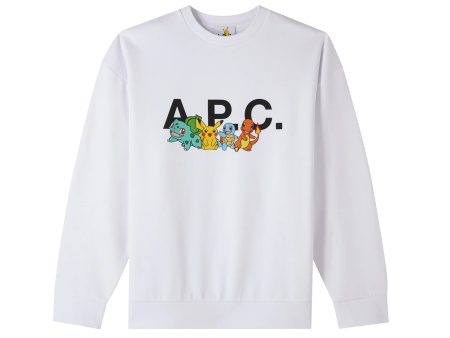 A.P.C. x Pokemon The Crew H Sweatshirt in White on Sale