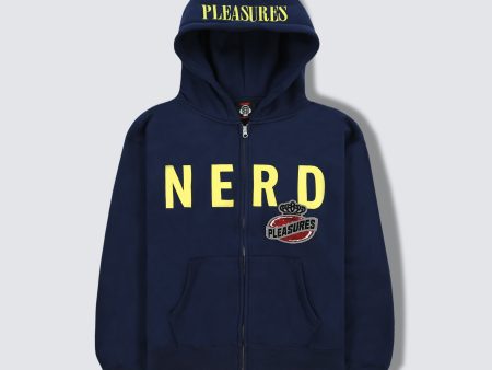 Pleasures NERD Zip Up Hoodie in Navy Hot on Sale