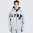 Pleasures NERD Zip Up Hoodie in Heather Grey Online now