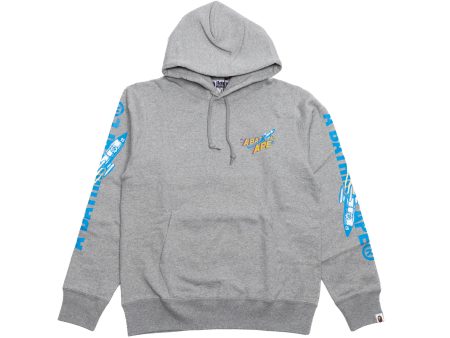 A Bathing Ape Moon Ape Head Pullover Hoodie in Grey on Sale