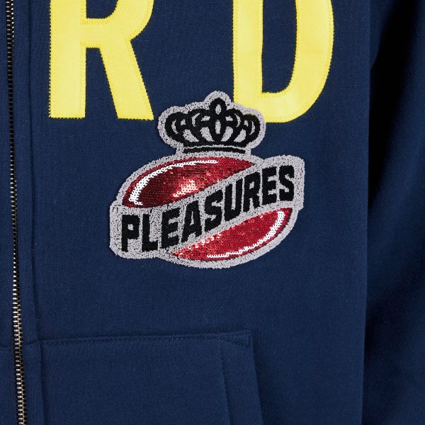 Pleasures NERD Zip Up Hoodie in Navy Hot on Sale