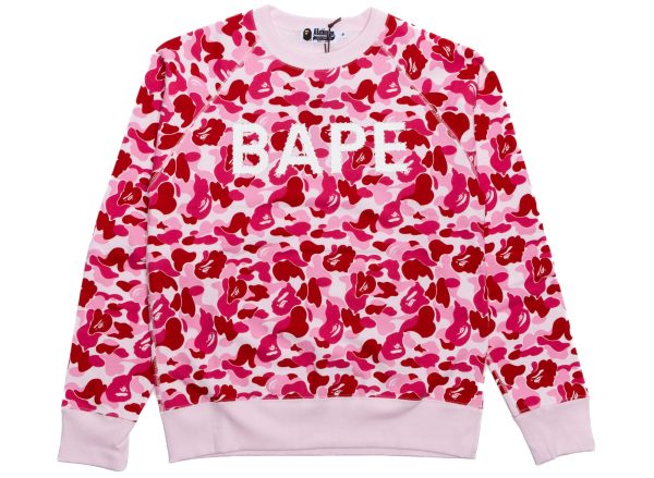 A Bathing Ape ABC Camo Crystal Stone Crewneck in Pink Online