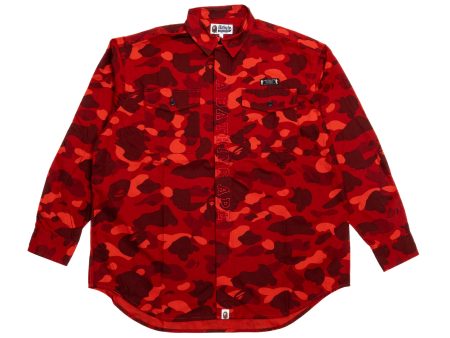 A Bathing Ape Color Camo CPO Shirt in Red Cheap