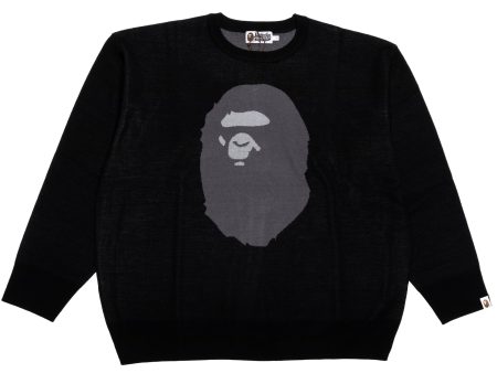 A Bathing Ape Ape Head Jacquard Knit Sweater in Black Discount