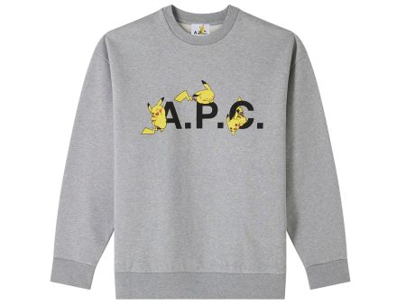 A.P.C. x Pokemon Pikachu Sweatshirt in Grey on Sale