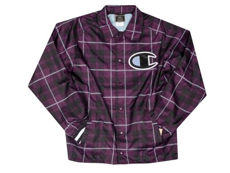 Champion Satin Coaches Jacket Rib Cuff Print  Plaid Venetia  For Cheap