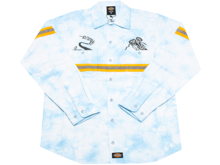 Clot x Dickies Dragon Tie Dye Long Sleeve Work Shirt in Blue Fashion