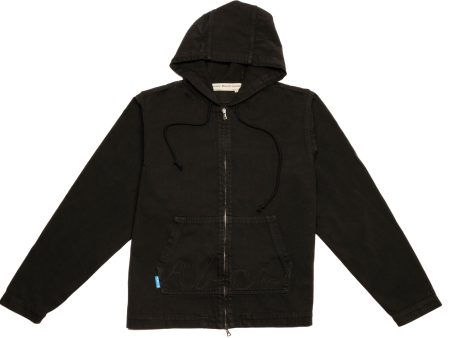 Advisory Board Crystals Abcd. Denim Hoodie Jacket in Black Sale