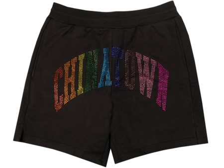 Chinatown Market Rainbow Rhinestone Arc Shorts in Black Online Hot Sale